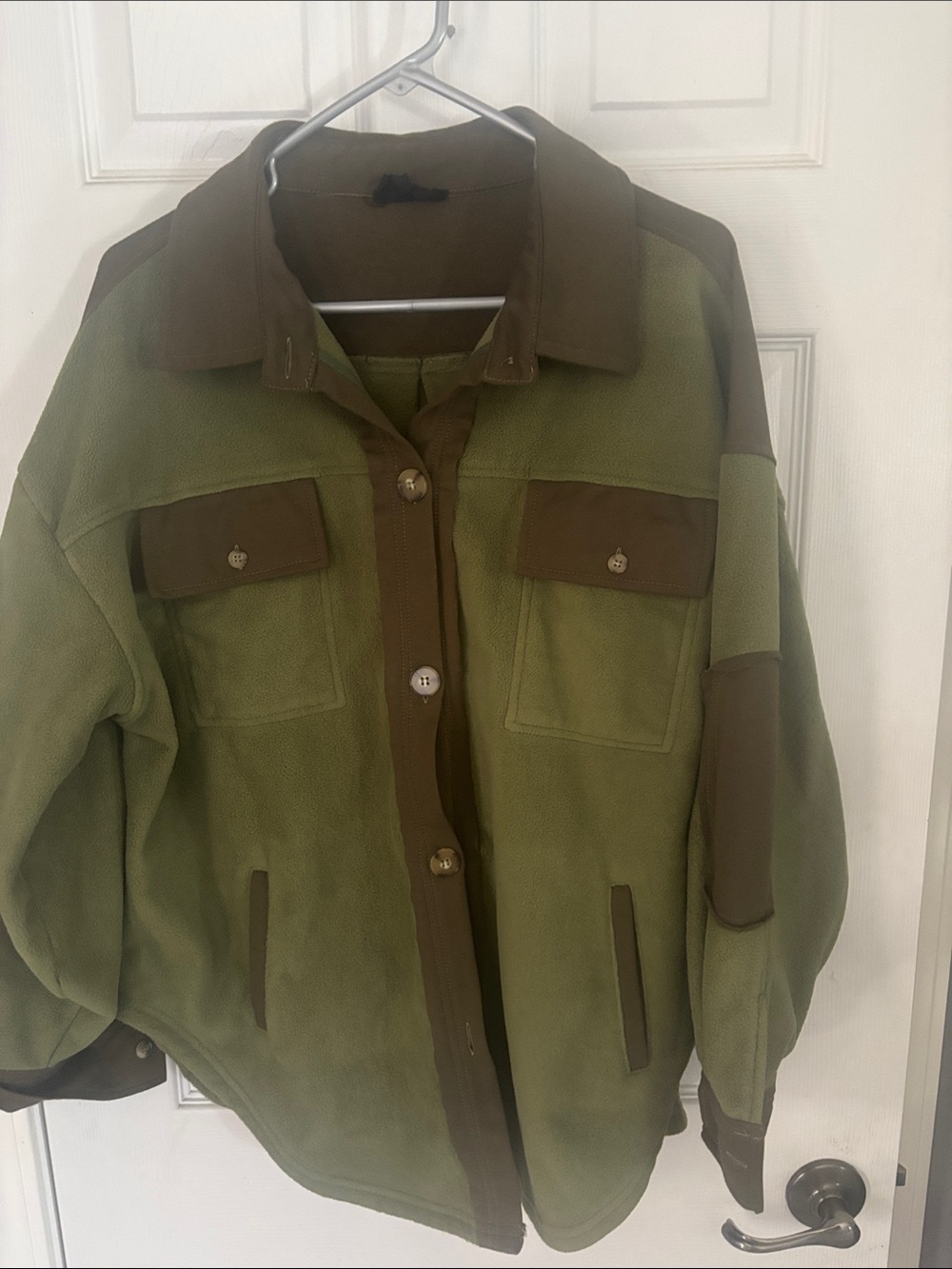 Olive Green Fleece Utility Jacket - Women